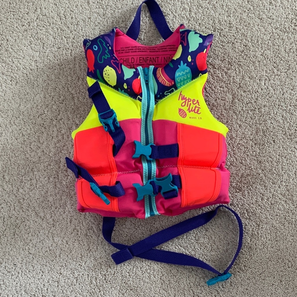 Kids' Neon Pink & Yellow Life Vest - Child Swim Vest